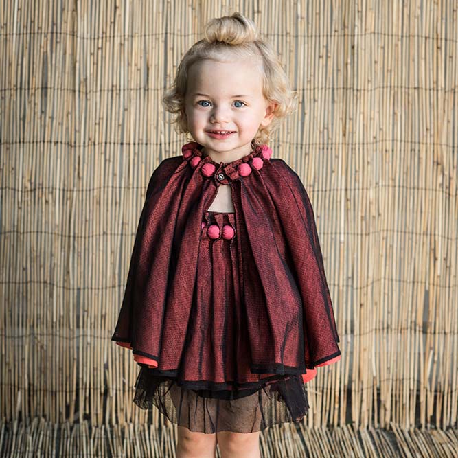 Girls Cape with Cotton Beads and Tulle