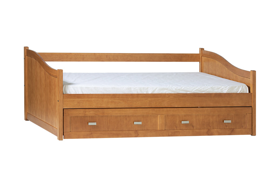 Ausziehbett Einzelbett Modul aus Massivholz – Nussbaum-Optik | Holzbett-2
