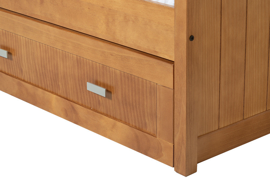 Ausziehbett Einzelbett Modul aus Massivholz – Nussbaum-Optik | Holzbett-3