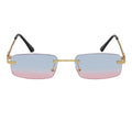 CHANELLE - Rimless Small Rectangle Sunglasses Gold Blue-Pink Fade Lens