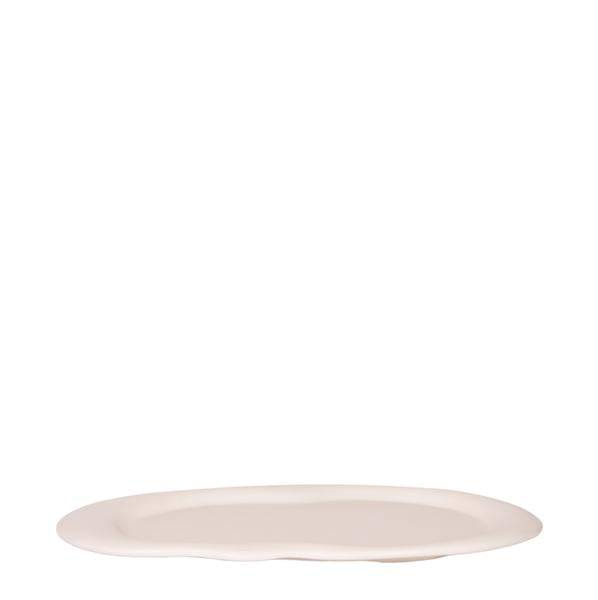 Wolkenteller Ovales Tablett – Travertin – Ø30cm – Dekotablett aus Metall für Orchideen, Pflanzensets & Wohnaccessoires – Modernes Deko